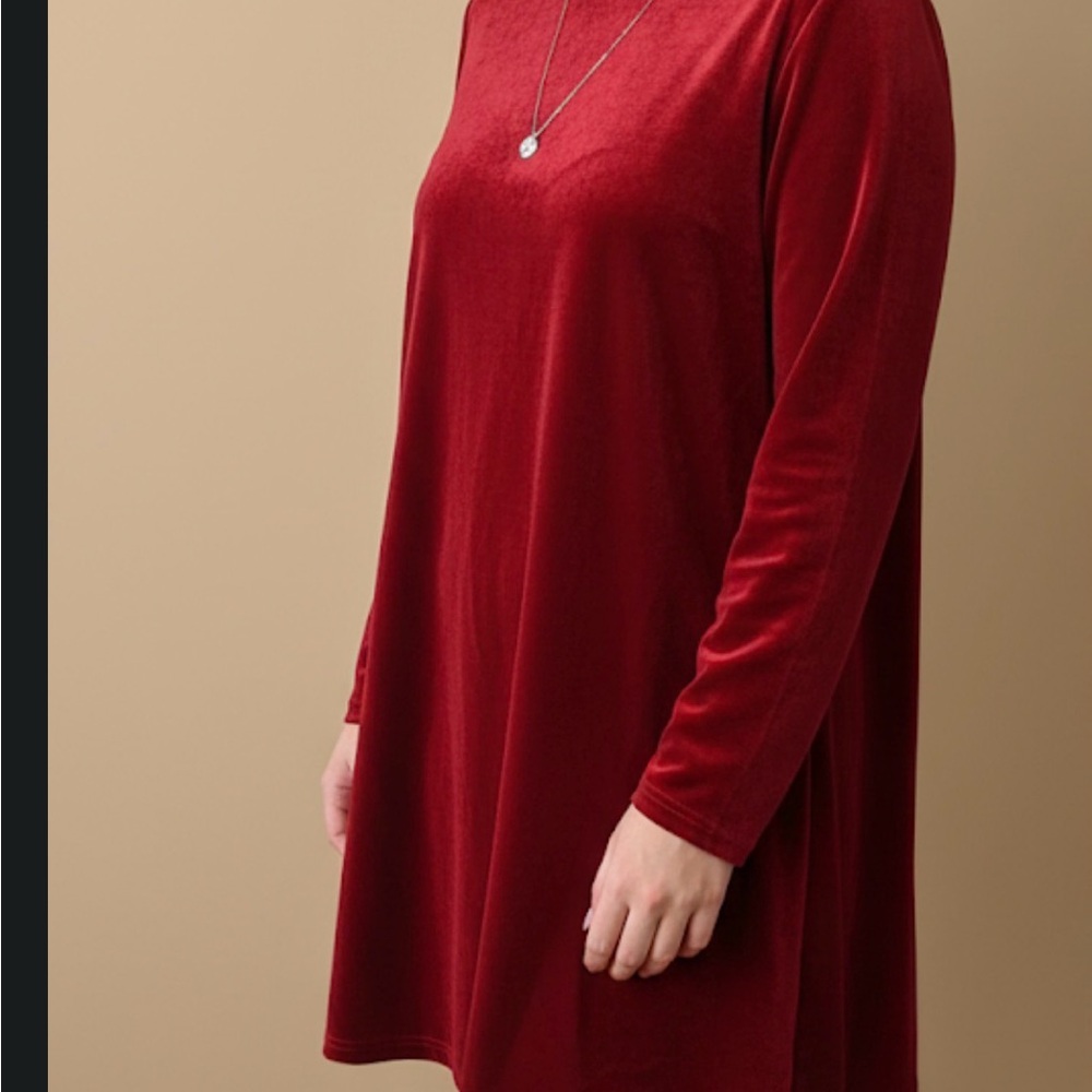 L&B Vibrant Red Velvet Dress long sleeve M formal valentines Xmas formal western